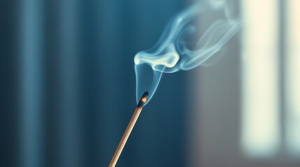 Wall Mural - A close-up of a lit match with smoke rising.