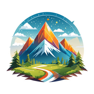 Magical mountain modern logo vector art illustration design