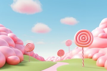 Wall Mural - lollipop landscape cartoon candy.