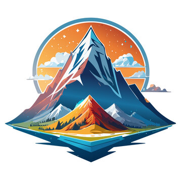 Magical mountain modern logo vector art illustration design