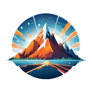 Magical mountain modern logo vector art illustration design