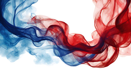 Wall Mural - Red Blue Smoke Abstract Frame Art on a isolated on white background. Generative AI.