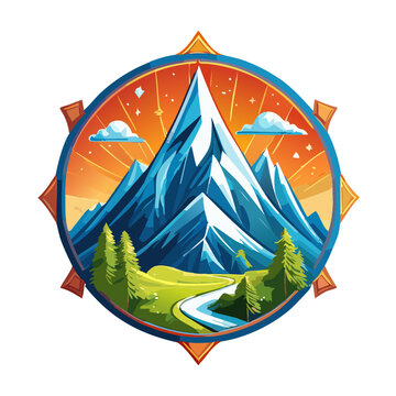 Magical mountain modern logo vector art illustration design