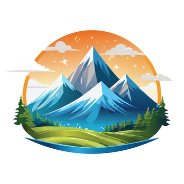 Magical mountain modern logo vector art illustration design