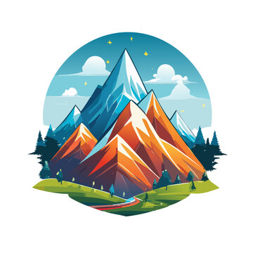 Magical mountain modern logo vector art illustration design