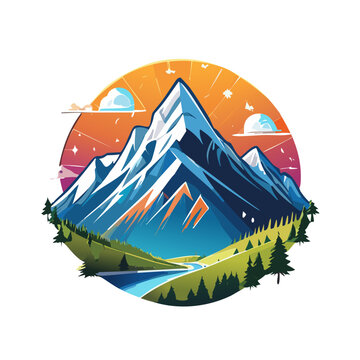 Magical mountain modern logo vector art illustration design