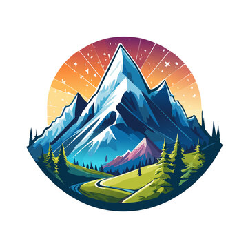 Magical mountain modern logo vector art illustration design