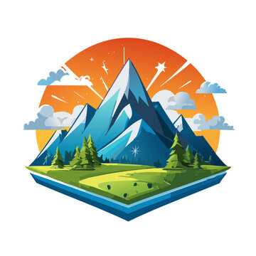Magical mountain modern logo vector art illustration design