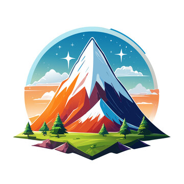 Magical mountain modern logo vector art illustration design