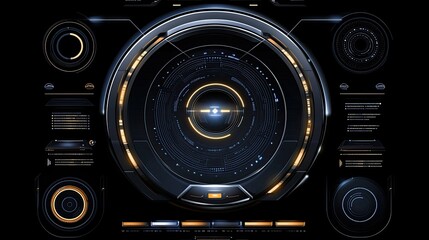 Fototapete - The digital backdrop showcases a high-tech environment with blue light effects and data elements, providing a modern platform ideal for software design concepts