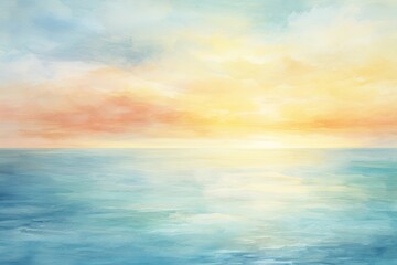 Wall Mural - ocean and sunset watercolor background painting backgrounds outdoors.