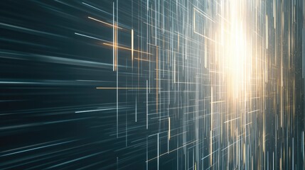 Fototapete - The digital backdrop showcases a high-tech environment with blue light effects and data elements, providing a modern platform ideal for software design concepts