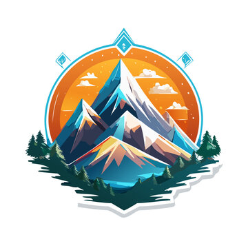 Magical mountain modern logo vector art illustration design
