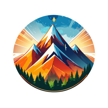 Magical mountain modern logo vector art illustration design