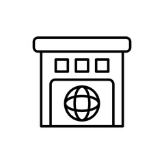 Poster - Smart warehouse outline icons, minimalist vector illustration ,simple transparent graphic element .Isolated on white background
