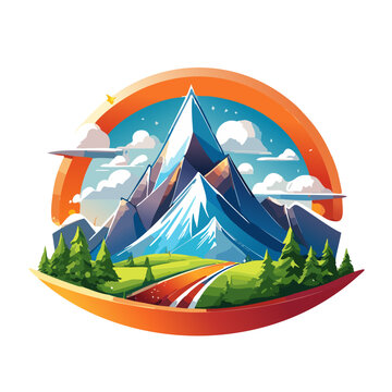 Magical mountain modern logo vector art illustration design