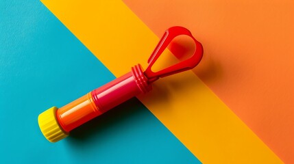 Wall Mural - Toy whistle multi colored isolated on colorful background