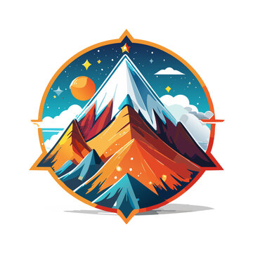 Magical mountain modern logo vector art illustration design