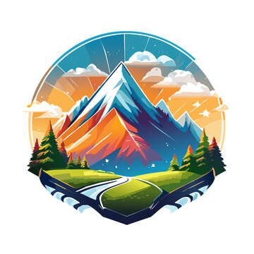 Magical mountain modern logo vector art illustration design
