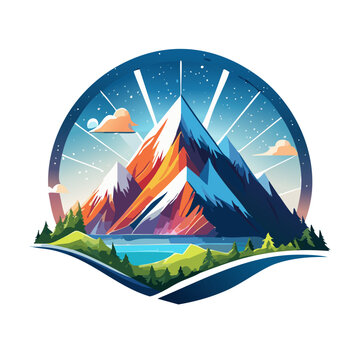 Magical mountain modern logo vector art illustration design