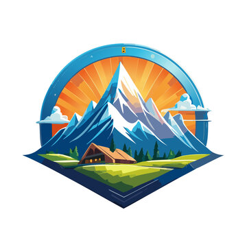 Magical mountain modern logo vector art illustration design