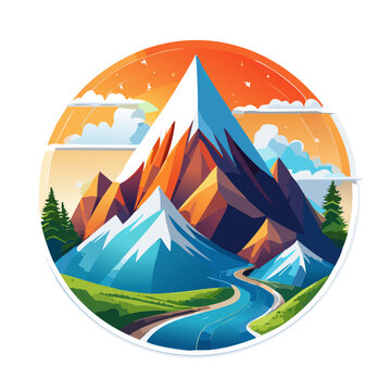 Magical mountain modern logo vector art illustration design