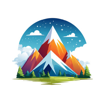 Magical mountain modern logo vector art illustration design