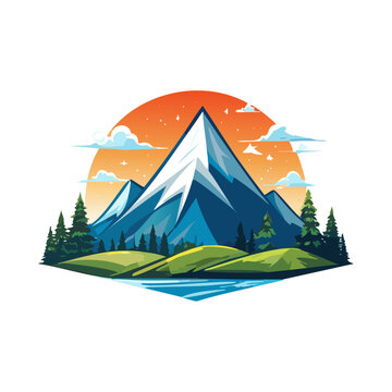 Magical mountain modern logo vector art illustration design