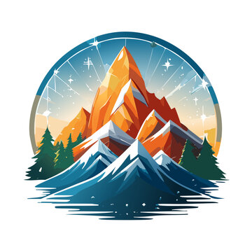 Magical mountain modern logo vector art illustration design