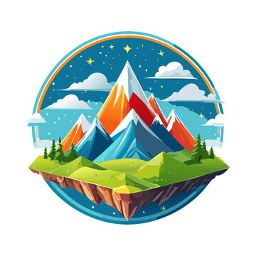 Magical mountain modern logo vector art illustration design