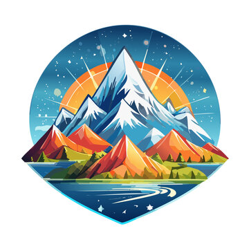 Magical mountain modern logo vector art illustration design