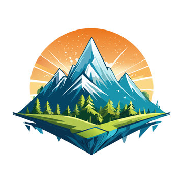 Magical mountain modern logo vector art illustration design