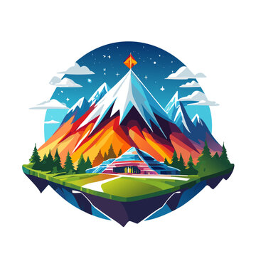 Magical mountain modern logo vector art illustration design