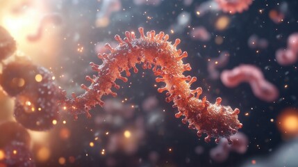 Aufkleber - A Close-Up View of a Coronavirus Particle with Spikes and a Glowing Background