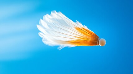 Wall Mural - A badminton shuttlecock in mid-air against a blue sky.