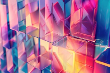 Poster - A group of small cubes stacked vertically