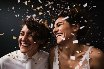 Sticker - Confetti wedding bride cheerful.