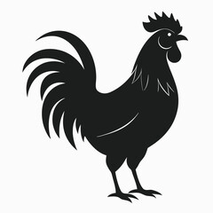 Sticker - hand drawn silhouette of rooster design on white background