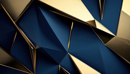 Poster - Abstract Geometric Pattern with Blue and Gold Triangles