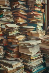 Poster - A stack of books placed on a table