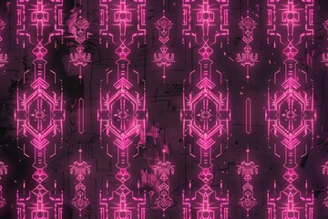 Aufkleber - A modern installation featuring a wall covered in pink lights, perfect for use in corporate events or as a decorative element