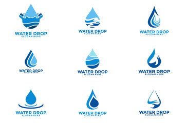 Wall Mural - Set of water drop vector logo concept design template