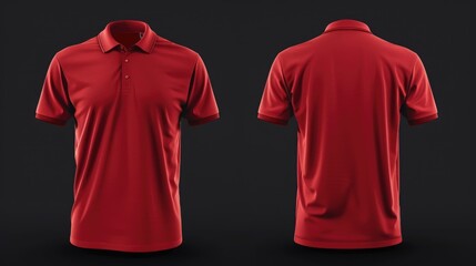 Poster - A close-up of a red polo shirt against a black background