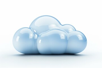 Poster - Blue cloud icon is floating on a white background, representing cloud computing and data storage