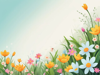 Wall Mural - natural spring flowers background with copy space for text