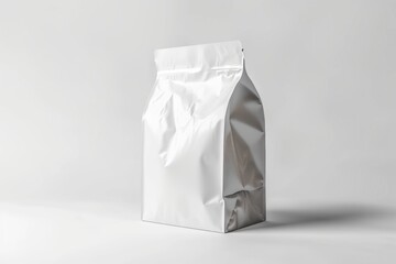 Poster - A white bag of groceries or food sitting on a table, ready to be unpacked or consumed
