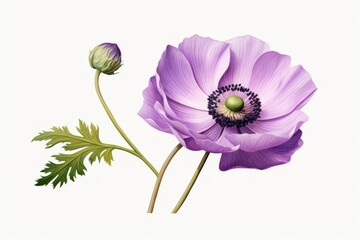 Canvas Print - Botanical illustration anemone flower plant inflorescence.