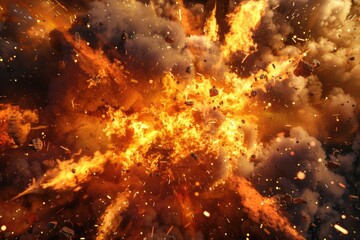 Poster - Explosion of flames with orange and yellow hues