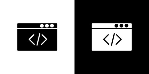 coding program icon Flat art illustration in outline