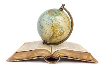 Poster - A book with a globe on top, ideal for education and travel themes
